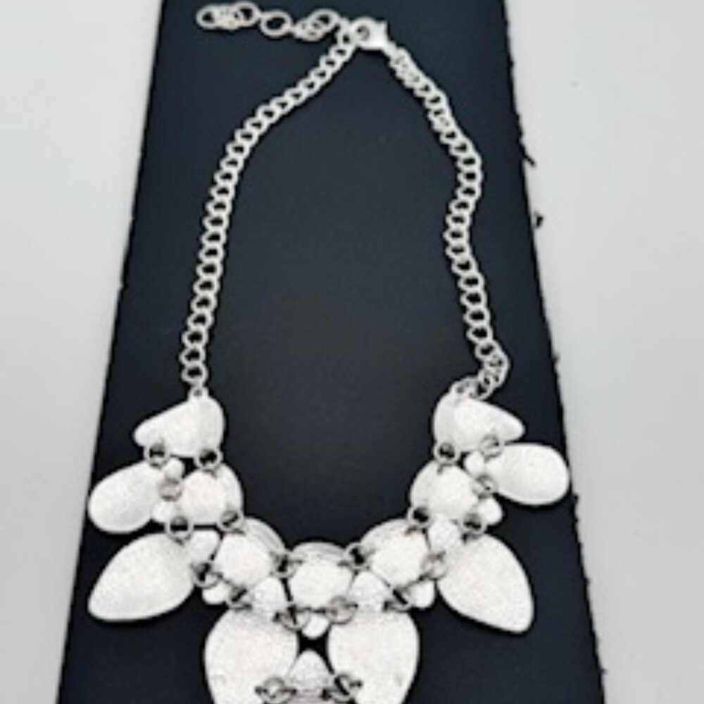 INC Internation Concepts Silver Statement Bib Necklace - Picture 3 of 5